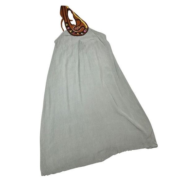 INDO MARIO Beaded Green Gauze Muni Dress Small - Picture 7 of 15